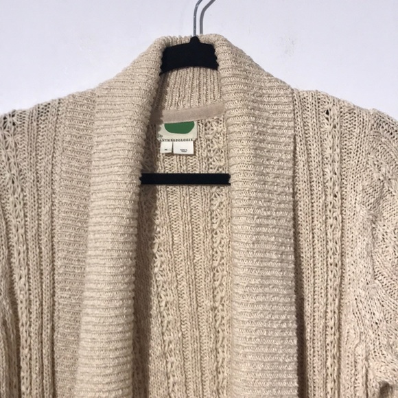 Anthropologie cream open knitted chunky cardigan size medium - Picture 2 of 9